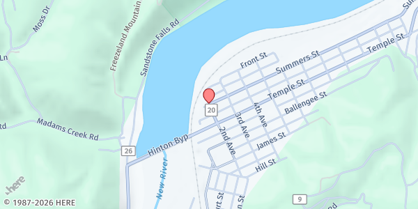 Map showing C.O.A. - Hinton at Corner Of Summers & Second Ave., Hinton, WV