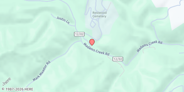 Map showing CHURCH OF LIVING GOD SUMMERS at 26 BIGONY ROAD, Hinton, WV