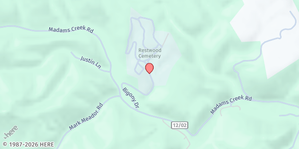 Map showing Church of The Living God at Bigony Rd., Hinton, WV