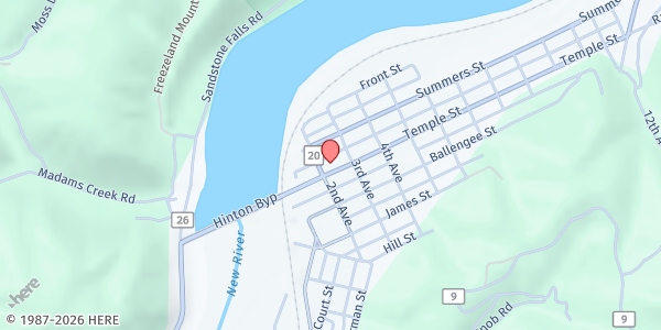 Map showing Loaves and Fishes - Hinton at 207 TEMPLE ST., HINTON, WV