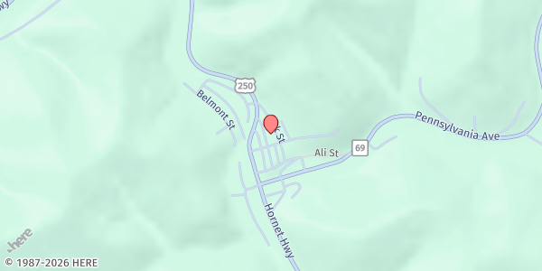 Map showing First Hundred United Methodist at 16 Oak St, Hundred, WV