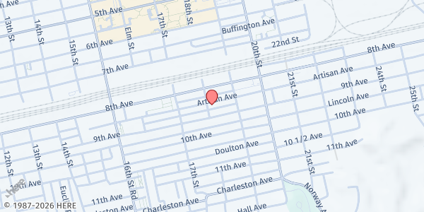 Map showing Bread and Butter Community Food Pantry at 836 18th St, Huntington, WV