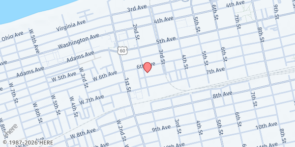 Map showing Children's Home Society of WV - Huntington at 203 6th Ave, Huntington, WV