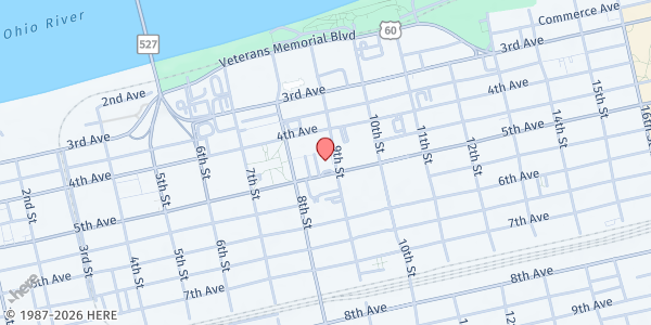 Map showing Huntington City Mission - 9th Street Location at 455 9th Street, Huntington, WV