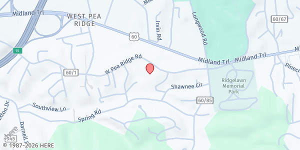 Map showing Lewis Memorial Baptist Church at 1358 W Pea Rdg Rd, Huntington, WV