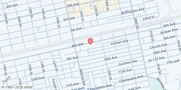 Map showing Positive People Association at 1637 8th Ave., Huntington, WV