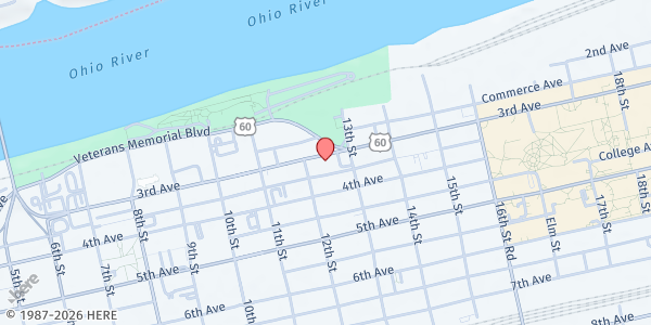 Map showing Salvation Army Food Pantry at 1223 3rd Ave., Huntington, WV