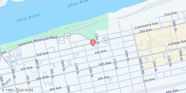 Map showing Salvation Army Wayne Co - Huntington at 1235 Third Ave., Huntington, WV