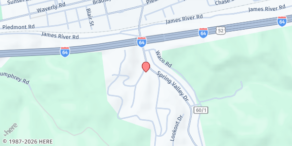 Map showing Spring Valley Presbyterian Food Pantry at 1129 Spring Valley Drive, Huntington, WV