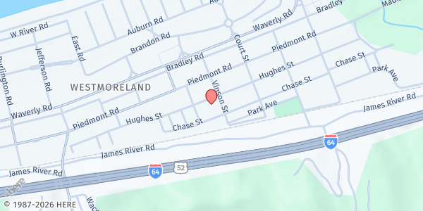 Map showing Wayne County Community Services Organization - Huntington at 3609 Hughes St, Huntington, WV