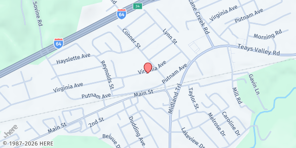 Map showing Christian Community Cupboard at 2843 Virginia Ave, Hurricane, WV