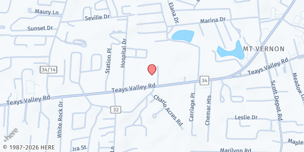 Map showing Teays Valley Baptist Church at 3926 Teays Valley Road, Hurricane, WV