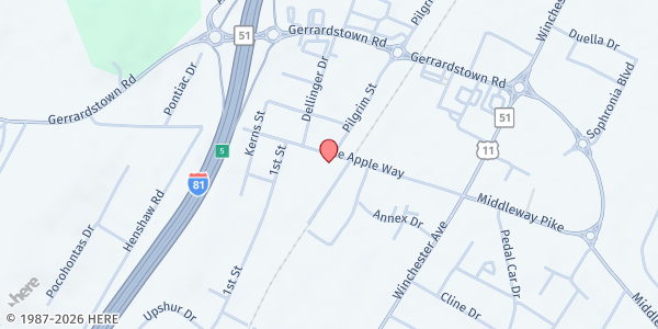 Map showing Community Cupboard Food Pantry at 303 TRUE APPLE WAY SUITE A, INWOOD, WV