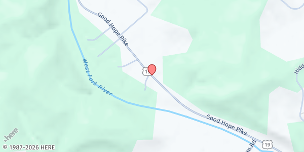 Map showing Harvest EMC Food Pantry at 11208 GOOD HOPE PIKE, JANE LEW, WV