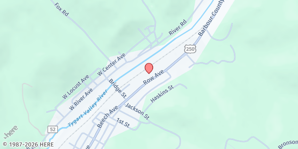 Map showing BARBOUR CO. FAMILY SUPPORT CENTER - JUNIOR at 173 ROW AVE., JUNIOR, WV