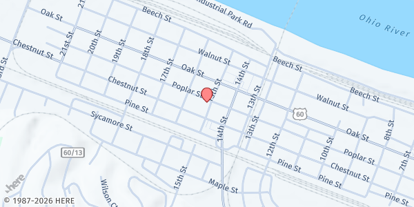 Map showing Kenova United Methodist Church at 503 15th St, Kenova, WV