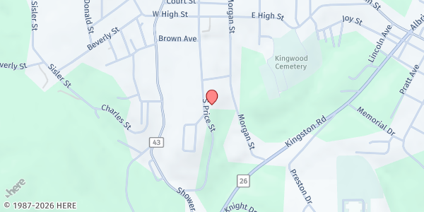 Map showing Kingwood Apostolic Church at 305 PRICE STREET, KINGWOOD, WV