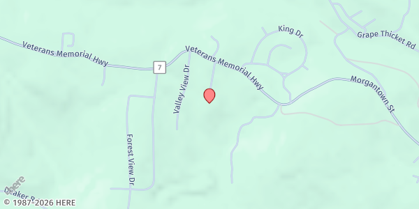 Map showing KINGWOOD CHRISTIAN FELLOWSHIP CHURCH at 18806 VETERANS MEMORIAL HIGHWAY, KINGWOOD, WV