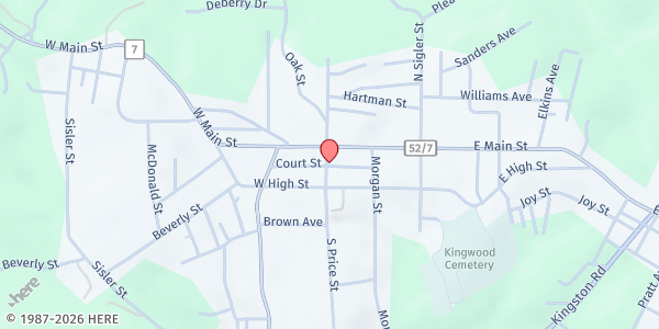Map showing SALVATION ARMY - PRESTON at 123 SOUTH PRICE ST., KINGWOOD, WV