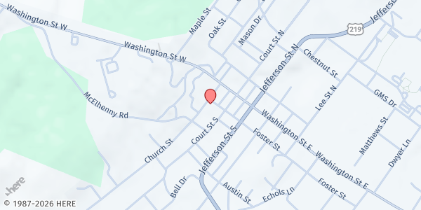 Map showing Lewisburg-Fairlea Food Locker at 644 Church St., Lewisburg, WV