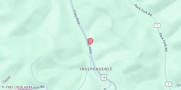 Map showing CHRISTIAN SERVICE CENTER at 14831 CLAY HIGHWAY, LIZEMORE, WV