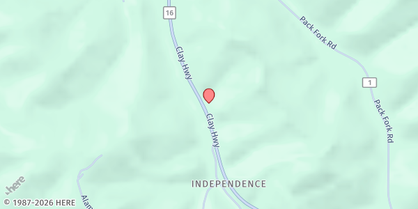 Map showing CHRISTIAN SERVICE CENTER at 14831 CLAY HIGHWAY, LIZEMORE, WV