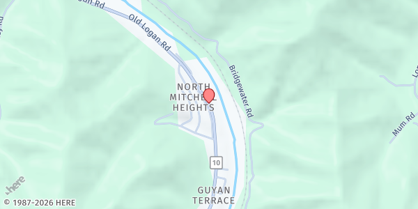 Map showing Logan Seventh-day Adventist Church at 453 Palmer Ave, Logan, WV