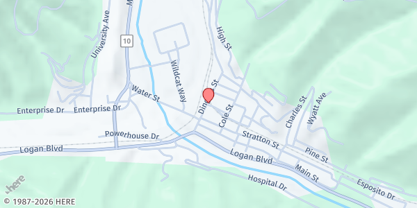 Map showing Miracle Island at 777 Paradise Island, Logan, WV