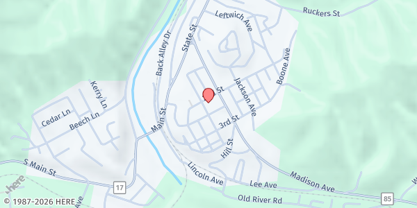 Map showing Madison Baptist Food Pantry at 426 2nd St., Madison, WV