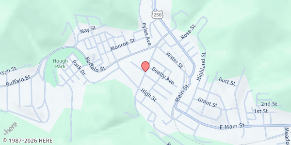 Map showing First Baptist Church at 1101 Clarksburg St., Mannington, WV