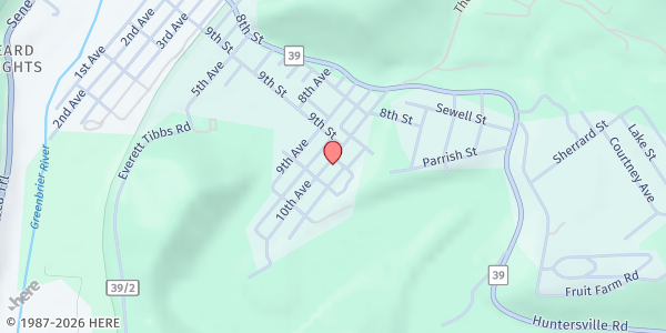 Map showing Pocahontas Cooperative Food Pantry at 925 10th Ave, Marlinton, WV