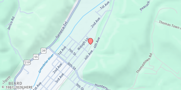 Map showing POCAHONTAS COUNTY - FRN at 503 3RD AVE, MARLINTON, WV