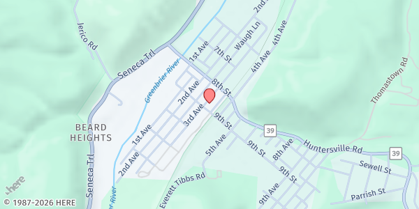 Map showing Pocahontas FRN - Marlinton at 821-A Third Avenue, Marlinton, WV