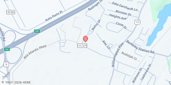 Map showing 365 Abundant Blessings Food Pantry at 881 Mid Atlantic Pkwy, Martinsburg, WV