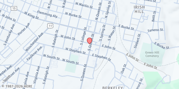 Map showing Boys & Girls Club of the Eastern Panhandle - Martinsburg at 105 WEST JOHN ST, MARTINSBURG, WV