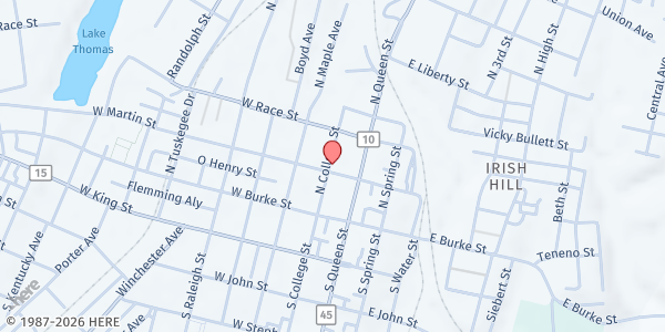 Map showing Church Without Walls at 122 W. Martin Street, Martinsburg, WV