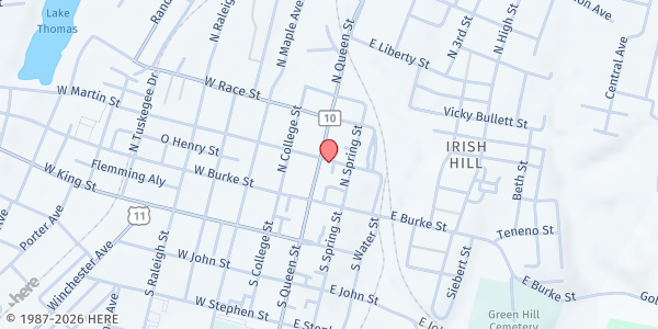 Map showing HARVEST LIGHTHOUSE MINISTRIES at 104 EAST MARTINS STREET, MARTINSBURG, WV