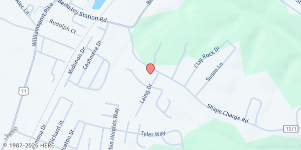 Map showing HELPING HANDS - JEFFERSON at 36 LAING DRIVE, MARTINSBURG, WV