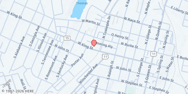 Map showing Martinsburg Union Rescue Mission at 608 W. King St., Martinsburg, WV