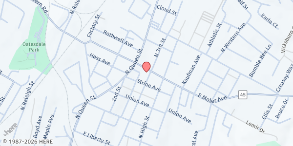 Map showing Moler Av. Church of the Brethren at 136 E. Moler Ave., Martinsburg, WV