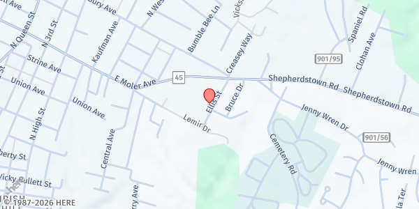 Map showing Salvation Army - Martinsburg at 111 Ellis St., Martinsburg, WV