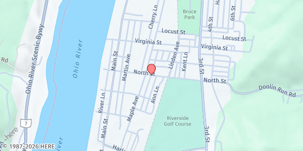 Map showing Jim Agar Food Distribution Site at 1249 N. State Route 2, Martinsville, WV