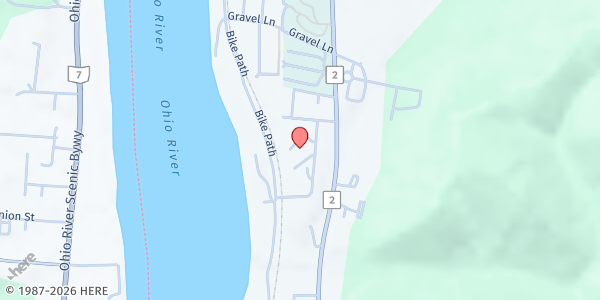 Map showing New Martinsville UMC at 10 Howard Jeffers Avenue, Martinsville, WV