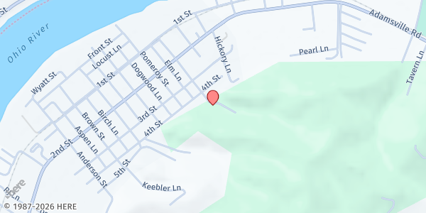 Map showing Bend Area Food Pantry at 516 Adams St, Mason, WV
