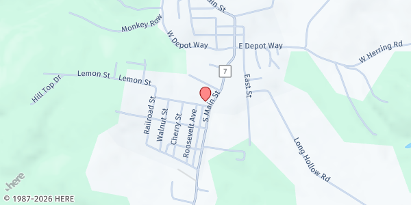 Map showing Valley Food Pantry at 214 S Main St, Masontown, WV