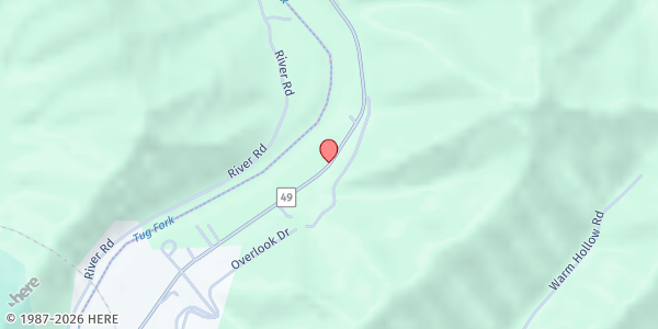 Map showing Cornerstone Church at Route 49, Matewan, WV
