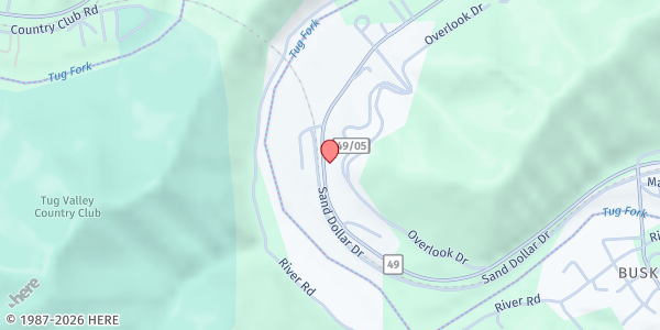 Map showing New Visions Assembly "Operation Charity" at 1753 WV-49, Matewan, WV