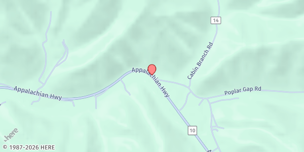 Map showing Matheny United Methodist Church at 9561 Appalachian Hwy., Matheny, WV