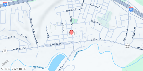 Map showing Eastern Cabell Co Humanities Org at 1038 Smith St., Milton, WV
