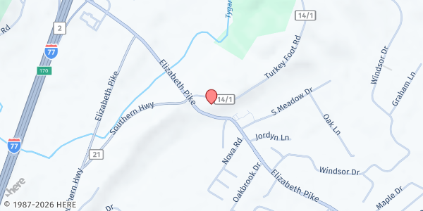 Map showing Mt Pleasant Food Pantry at 62 Turkey Foot Rd, Mineral Wells, WV